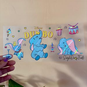 Holographic Dumbo UV DTF Cup Wrap: uvdtf cup and tumbler stickers, ships fast