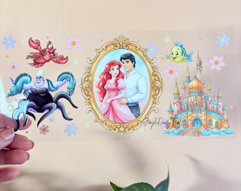 Ariel Princess UV DTF Cup Wrap: uvdtf cup and tumbler stickers, ships fast