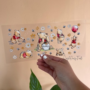 Winnie the Pooh UV DTF Cup Wrap: uvdtf cup and tumbler stickers, ships fast
