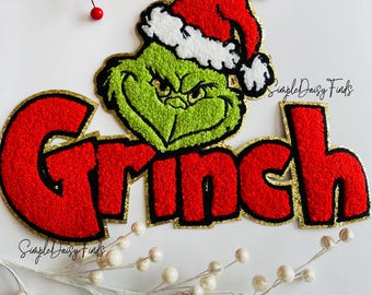 Christmas Chenille Patch - Iron On Clothing Transfer (10 inch), Ships fast