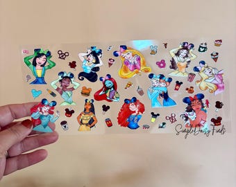 Princess UV DTF Cup Wrap: uvdtf cup and tumbler stickers, ships fast