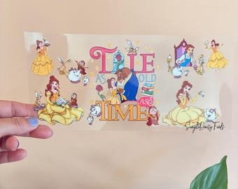 Princess Belle UV DTF Cup Wrap, uvdtf cup and tumbler stickers, ships fast
