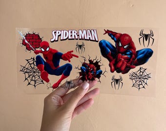 Spiderman UV DTF Cup Wrap, kids heroes uvdtf stickers for cups and tumblers, ships fast