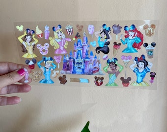 UV DTF Princess Cup Wrap: uvdtf stickers for cups and tumblers, ships fast