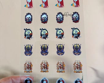 Nightmare Before Christmas UV DTF sticker sheet, Jack and Sally uvdtf cup and tumbler stickers