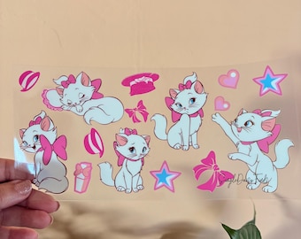 Kitty UV DTF Cup Wrap, uvdtf stickers for cups and tumblers, ships fast