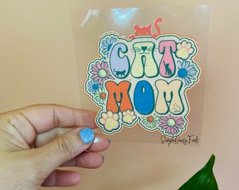 UV DTF Cat Mom Decal: Permanent Cup & Tumbler Sticker