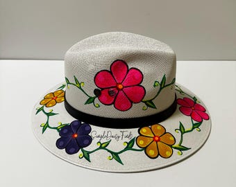 Hand-Painted Mexican Floral Hat, Traditional Sombrero, christmas gift ideas
