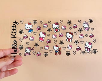 Envoltura para vasos Kitty UV DTF, pegatinas UV DTF para vasos y tazas, envío rápido