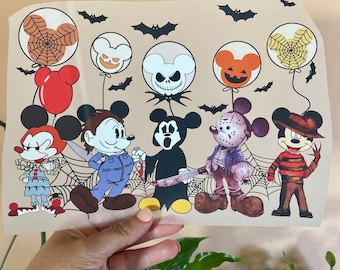 Transferencia DTF de ratón de Halloween: Lista para imprimir, envío rápido, camisetas de Halloween para niños