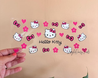 UV DTF Kitty Cup Wrap: uvdtf stickers for cups and tumblers, ships fast