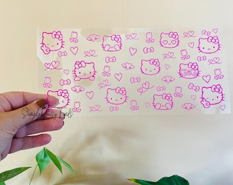 UV DTF Kitty Cup Wrap: uvdtf cup and tumbler stickers, ships fast