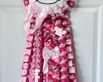 Kitty Medium Homecoming mum | kitty Homecoming mum | Hello Kitty inspired pink and white mum