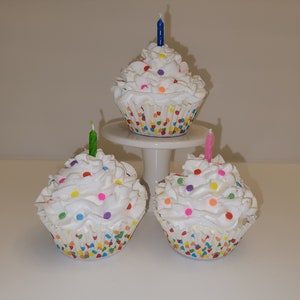 Birthday Faux Cupcakes | Birthday tiered tray decor | Farmhouse decor |  Birthday decor | Birthday cupcake|  Kitchen decor