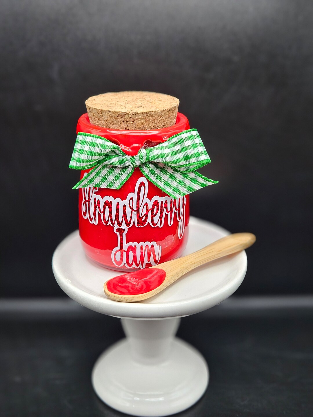 Mini Jar of Strawberry Jam Mini Jar of Faux Jam for Tiered Tray Decor
