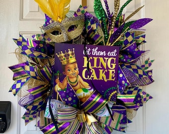 Mardi Gras King Cake Wreath • Purple, Green & Gold Carnival Decor