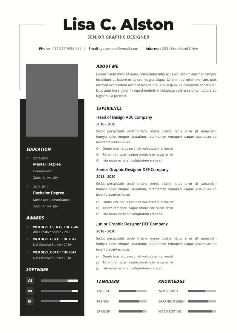 CV Template 72 Professional Resume Format File type Doc/pdf Etsy