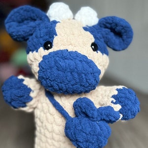 Whimsical Handmade Blueberry Muffin Cow Plushie - Cute Crochet Farm Animal Toy, Unique Nursery Decor, Adorable Stuffed Animal, Kawaii Plush