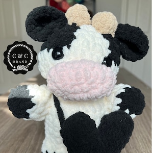 Black and white Cow, Crochet Milk Cow, Crochet animal, Plushie Gift, Soft Handmade Plush.
