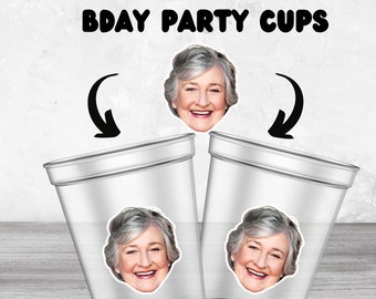 Personalized Photo Party Cups: 16oz Custom Retirement Decorations