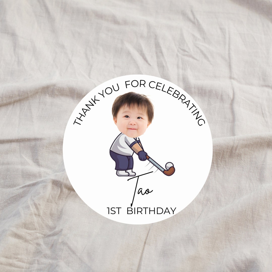 Kids Golfer Face Birthday Photo Stickers | Custom Face Stickers ...