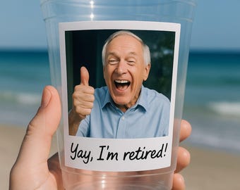 Retirement Party, Personalized Photo Cups, Custom Retirement Favor, Celebration