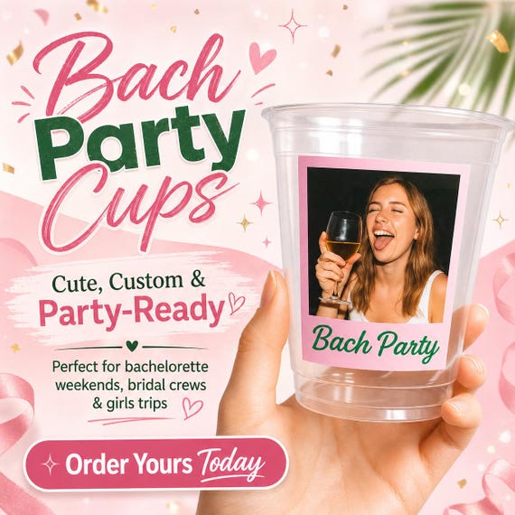Custom Bach Party Cups – Bridal Shower, Bachelorette Favors