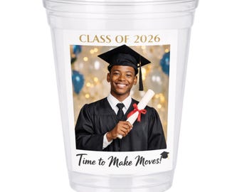 16oz Custom Graduation Cup – Personalized Name & Year – Grad Plastic Party Favor Graduate