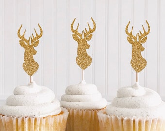 Glittered Deer Antler Cupcake Toppers