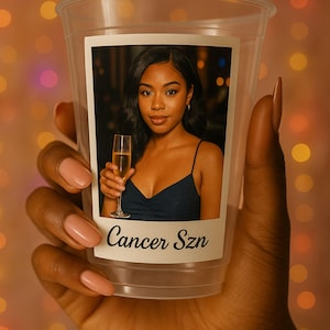 Personalized 16oz Plastic Cups with Photo & Text – Custom Party Cups, Birthday Favors, Vintage Est Year, Event Decorations