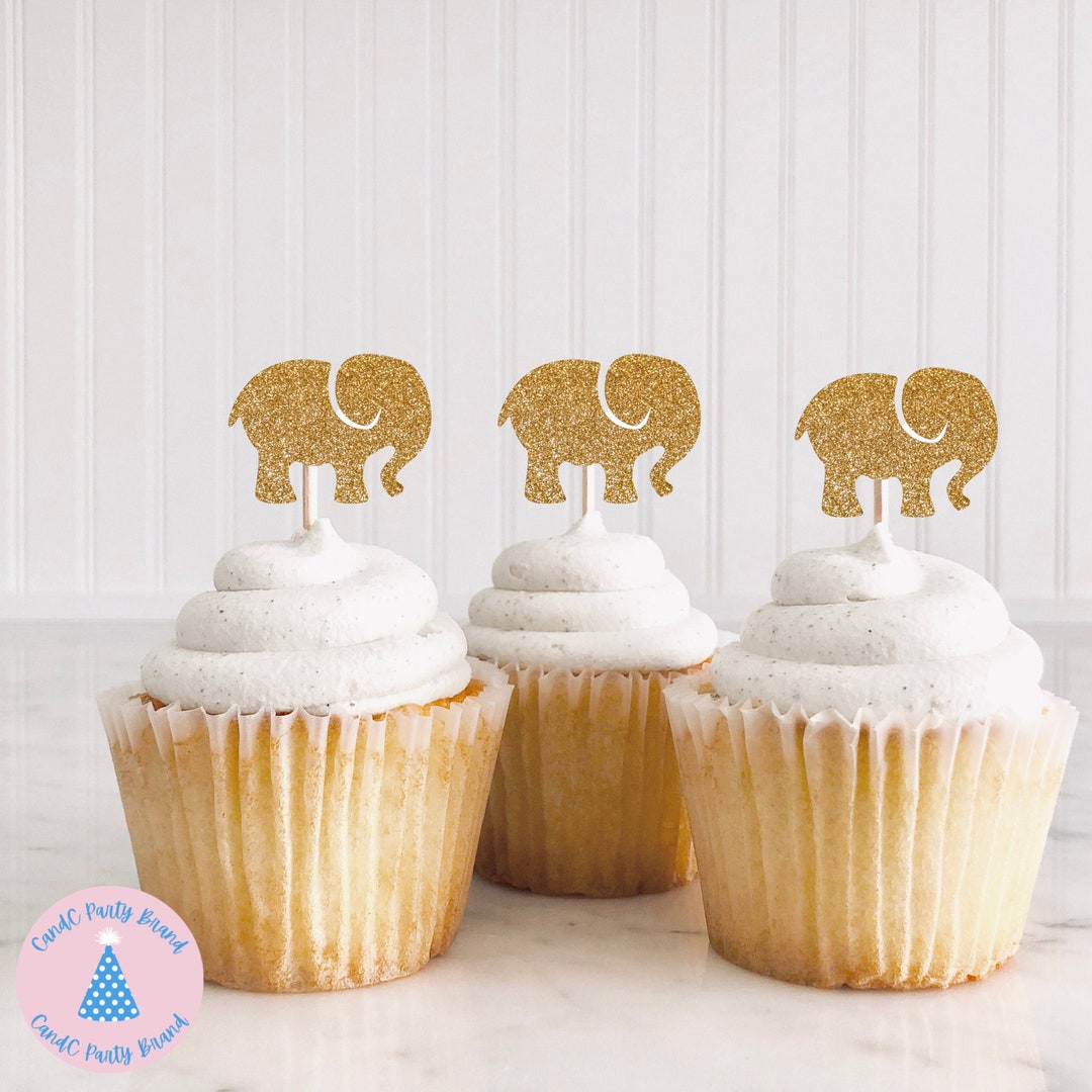 Baby Elephant Cupcake Topper Baby Shower Decor Elephant Cute Etsy