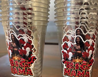 Custom Face Party Cups, Personalized Birthday Decor