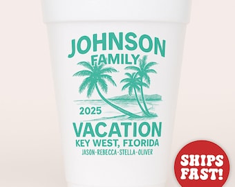 Personalized Family Vacation Cups – Beach Trip Styrofoam Drinkware