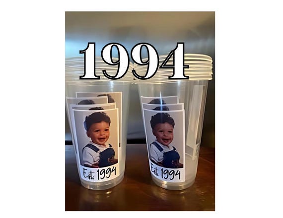 Custom Face Plastic Party Cups Personalized Party Cups Personalized 40th Birthday Cups Vintage 21st Pic Cups Custom Face Party Cups decor