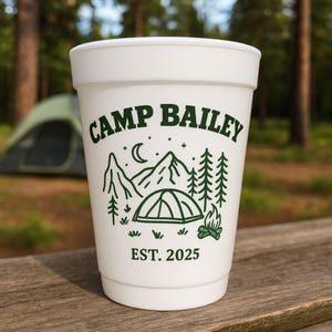 Custom Camp Bachelorette Styrofoam Cups, Last Trail Before Veil