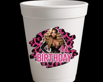 Pink Cheetah Birthday Cup PNG-sjabloon | Wild feestontwerp (canvabewerking, digitale download)