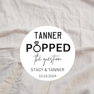 He Popped the Question Shower Favor Stickers - Popcorn Favor - Engagement Favor - Personalized - Bridal Shower Favor- Engagement Stickers
