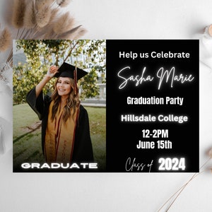 Graduation Invitation Template, Graduation Party Invite, Editable Graduation Announcement Photo Invite Digital Download Class of 2024
