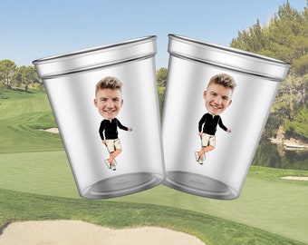Custom Golf Face Party Cups, Personalized Birthday Decorations