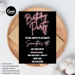 Digital Birthday Dinner invitation, Birthday Dinner, Digital Birthday Party Invite, Editable Template