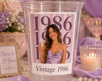 Custom Photo Cups, Personalized Party Favors, Birthday Wedding Event Drinkware