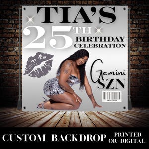Birthday Backdrop custom Photo, Party Sparkle Birthday Party Backdrop, Step Repeat Birthday Party, Prom Backdrop, Sweet 16 Backdrop