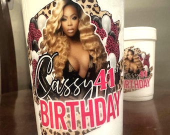 Custom Cheetah Print Birthday Party Cups, Personalized Foam Cups