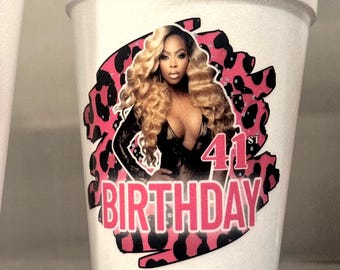 Custom Cheetah Print Birthday Party Cups, Personalized Foam Cups