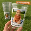 Custom Photo Party Cups: Personalized Birthday, Events, Vintage Design