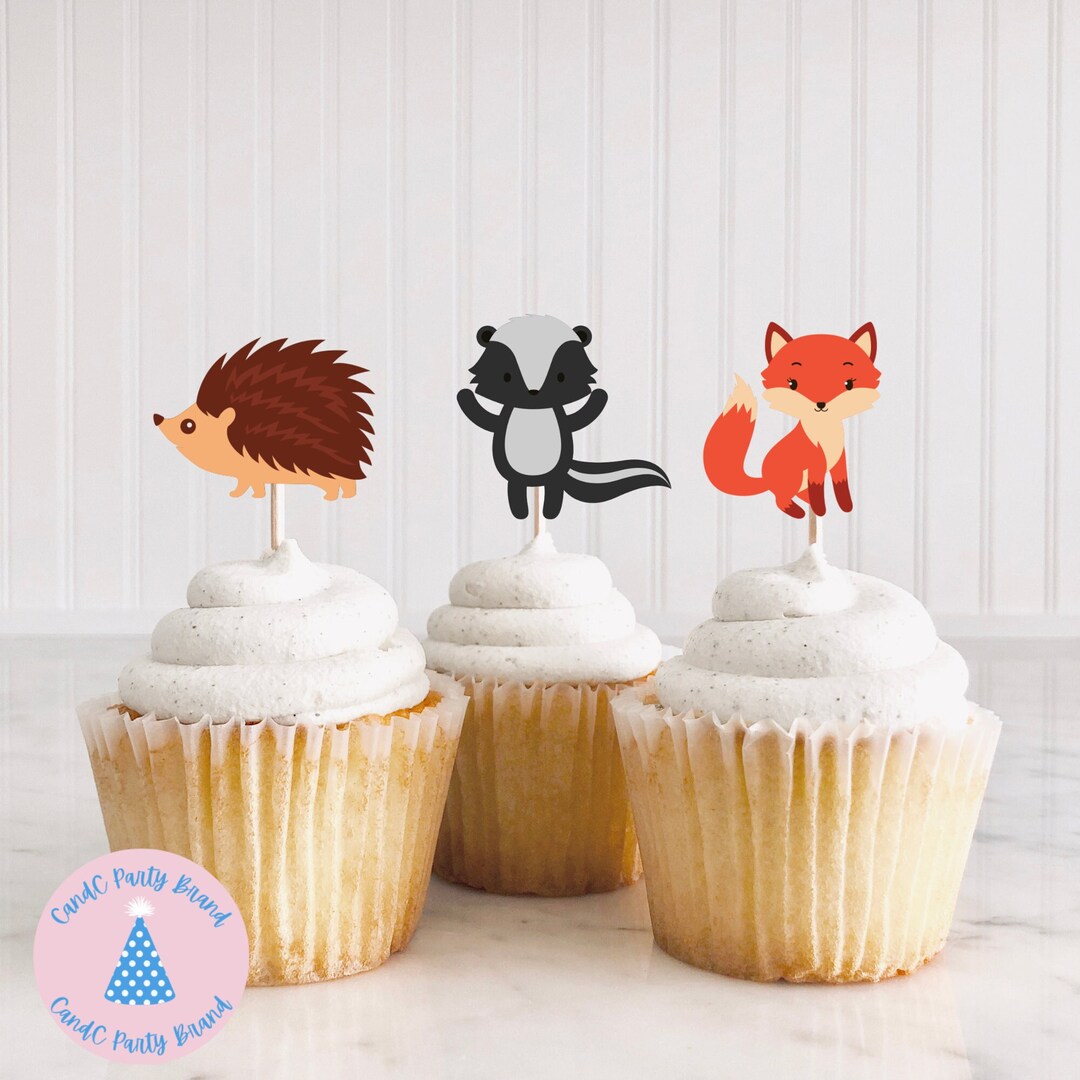 Woodland Animals Cupcake Toppers Baby Shower Cupcake Etsy