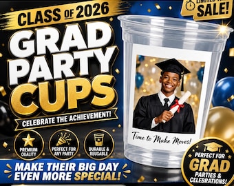 Custom Graduation Photo Cups: Class of 2026 Personalized Party Drinkware