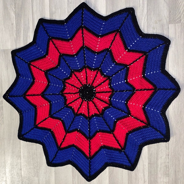 Modèle de couverture au crochet palmé inspiré de Spiderman