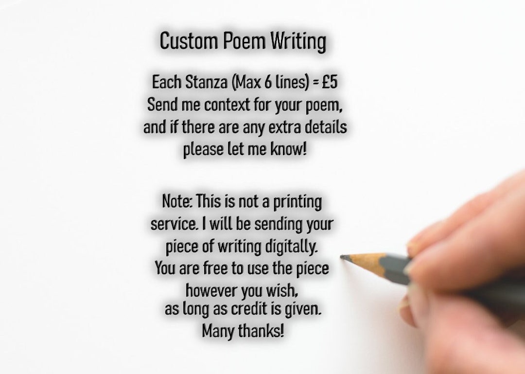 Add Poems Custom Poem Writing | Add Quantity for Each Stanza - Etsy