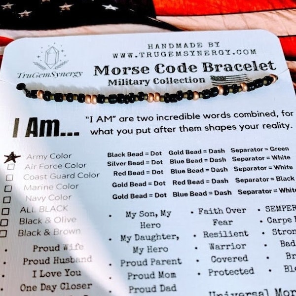 Military Morse Code Bracelet • Hidden Message PERSONALIZE Gift • Any word • Meaningful Motivational • Marine Navy Air Force Army Coast Guard